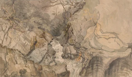 Blick nach oben von der Teufelsbrücke, Cardiganshire, Wales